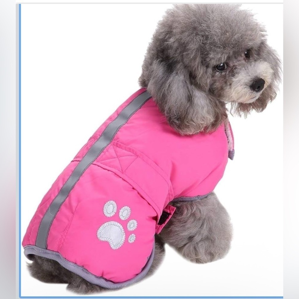 Cold Weather Dog Coats Reversible Fleece Vest Waterproof Large Pink